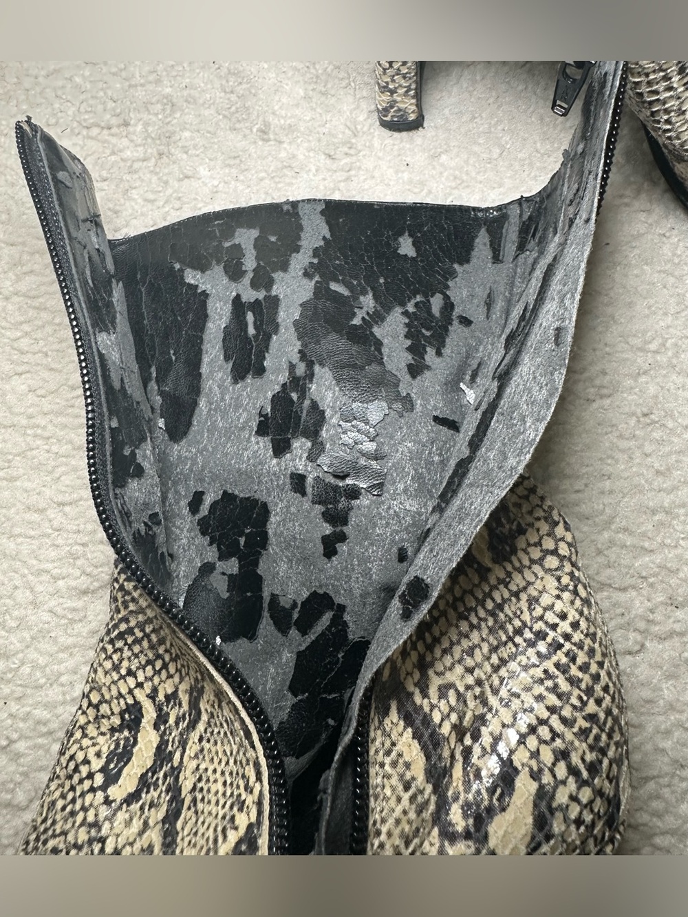 Snakeskin Print Ankle Boots Square Toe Heels Bohemian Festival Indie Bratz Club - Picture 15 of 15